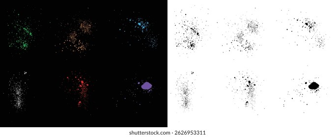 Paint ink splatter vector yellow, purple, black, blue, green, white, and red blood background collection