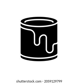 Paint Jar Glyph Icon. Vector Fill Black Illustration.