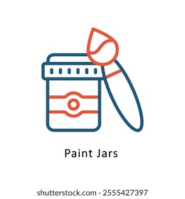 Paint Jars Vector Two Colors Outline Icon. Eps file 10