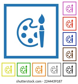 Paint kit alternate flat color icons in square frames on white background