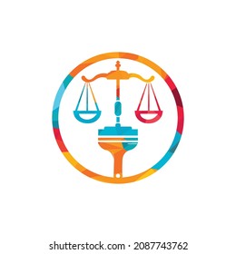 Paint law vector logo concept. Scale with brush icon vector design.	