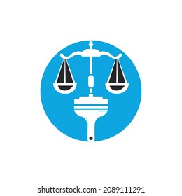 Paint law vector logo concept. Scale with brush icon vector design.	