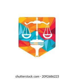 Paint law vector logo concept. Scale with brush icon vector design.	