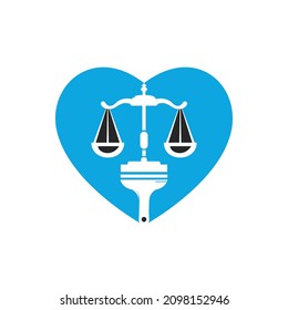 Paint law vector logo concept. Scale with brush and heart icon vector design.	
