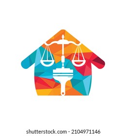 Paint law vector logo concept. Scale with brush and home icon vector design.	