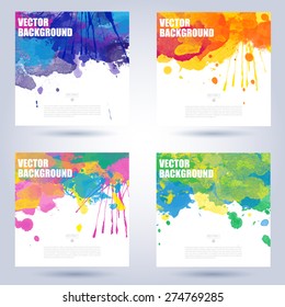 paint layout color wet splash series of colourful card die with watercolor dye splash conceptual background ideal for different operator design for marketing documents advertisement and placards mobil