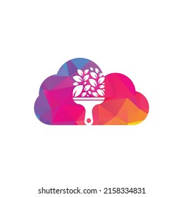 Paint leaf cloud shape concept logo icon vector. Plant brush vector logo paint. Garden renovate vector logo concept.