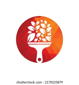 Paint leaf logo icon vector. Plant brush vector logo paint. Garden renovate vector logo concept.