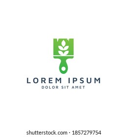 paint and leaf negative space logo design