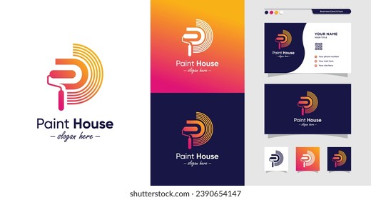 Paint with letter P design element vector icon with creative idea for business person