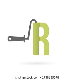 paint letter r logo vector icon