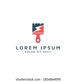 diseño de logotipo de espacio negativo para pintura y relámpago