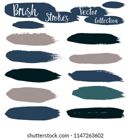Paint line grunge backgrounds. brush strokes collection. Set of grungy hand painted brush strokes isolated on white. Abstract ink texture, design elements for borders or frames.
