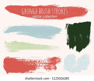 Paint lines grunge collection. Set of colored grungy hand drawn brush strokes isolated on white. Abstract ink texture, design elements, borders or frames. Brush strokes set backgrounds.