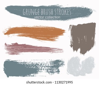 Paint lines grunge collection. Set of colorful grungy hand drawn brush strokes isolated on white. Abstract ink texture, design elements, borders or frames. Brush strokes set backgrounds.