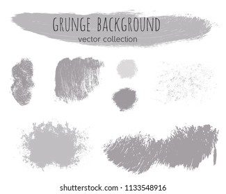 Paint lines grunge collection. Set of silver grungy hand drawn brush strokes isolated on white. Abstract ink texture, design elements, borders or frames. Brush strokes set backgrounds.