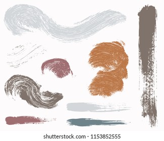 Paint lines grunge collection. Set of colorful grungy hand drawn brush strokes isolated on white. Abstract ink texture, design elements, borders or frames. Brush strokes set backgrounds.