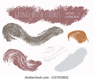 Paint lines grunge collection. Set of colorful grungy hand drawn brush strokes isolated on white. Abstract ink texture, design elements, borders or frames. Brush strokes set backgrounds.