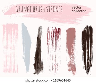 Paint lines grunge collection. Set of colorful grungy hand drawn brush strokes isolated on white. Abstract ink texture, design elements, borders or frames. Brush strokes set backgrounds.