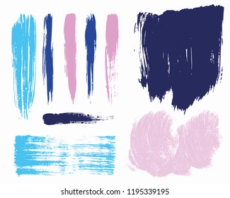 Paint lines grunge collection. Set of colorful grungy hand drawn brush strokes isolated on white. Abstract ink texture, design elements, borders or frames. Brush strokes set backgrounds.