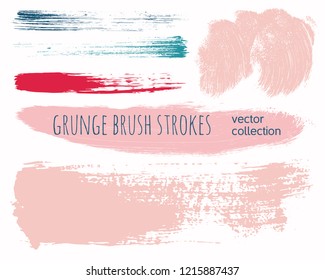Paint lines grunge collection. Set of colorful grungy hand drawn brush strokes isolated on white. Abstract ink texture, design elements, borders or frames. Brush strokes set backgrounds.