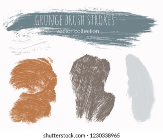Paint lines grunge collection. Set of colorful grungy hand drawn brush strokes isolated on white. Abstract ink texture, design elements, borders or frames. Brush strokes set backgrounds.