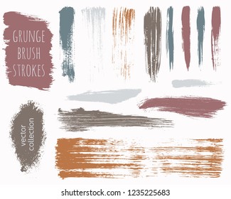 Paint lines grunge collection. Set of colorful grungy hand drawn brush strokes isolated on white. Abstract ink texture, design elements, borders or frames. Brush strokes set backgrounds.