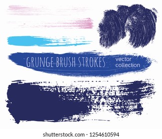 Paint lines grunge collection. Set of colorful grungy hand drawn brush strokes isolated on white. Abstract ink texture, design elements, borders or frames. Brush strokes set backgrounds.