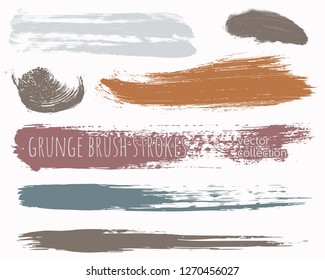Paint lines grunge collection. Set of colorful grungy hand drawn brush strokes isolated on white. Abstract ink texture, design elements, borders or frames. Brush strokes set backgrounds.