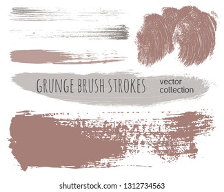 Paint lines grunge collection. Set of natural colored grungy hand drawn brush strokes isolated on white. Abstract ink texture, design elements, borders or frames. Brush strokes set backgrounds.