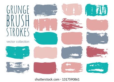 Paint lines grunge collection. Set of colorful grungy hand drawn brush strokes isolated on white. Abstract ink texture, design elements, borders or frames. Brush strokes set backgrounds.