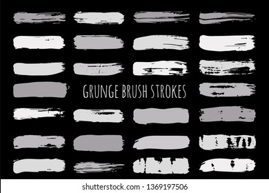 Paint lines grunge collection. Set of colorful grungy hand drawn brush strokes isolated on black. Abstract ink texture, design elements, borders or frames. Brush strokes set backgrounds.