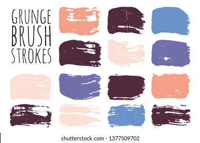 Paint lines grunge collection. Set of colorful grungy hand drawn brush strokes isolated on white. Abstract ink texture, design elements, borders or frames. Brush strokes set backgrounds. - Vector