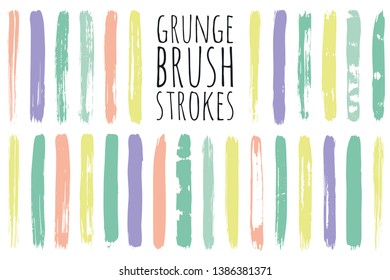 Paint lines grunge collection. Set of colorful grungy hand drawn brush strokes isolated on white. Abstract ink texture, design elements, borders or frames. Brush strokes set backgrounds.