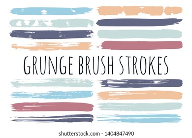 Paint lines grunge collection. Set of colorful grungy hand drawn brush strokes isolated on white. Abstract ink texture, design elements, borders or frames. Brush strokes set backgrounds.