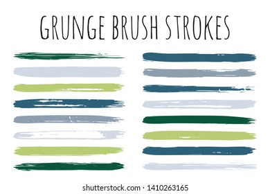 Paint lines grunge collection. Set of colorful grungy hand drawn brush strokes isolated on white. Abstract ink texture, design elements, borders or frames. Brush strokes set backgrounds.