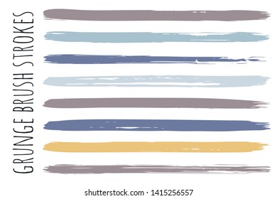 Paint lines grunge collection. Set of pastel grungy hand drawn brush strokes isolated on white. Abstract ink texture, design elements, borders or frames. Brush strokes set backgrounds.
