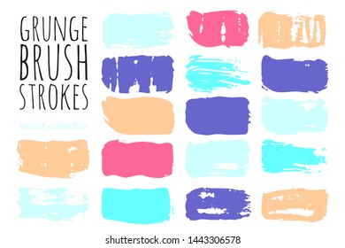 Paint lines grunge collection. Set of colorful grungy hand drawn brush strokes isolated on white. Abstract ink texture, design elements, borders or frames. Brush strokes set backgrounds.