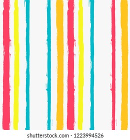 Paint Lines Seamless pattern. vector striped summer background. ink brush strokes. colorful stripes, Modern funky paintbrush line. spring stripes girly backdrop