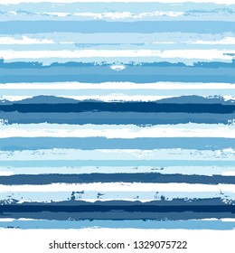 Paint Lines Seamless pattern. vector striped summer sea background. geometric sailor paint stripes. blue ink brush strokes. grunge stripes, modern paintbrush line for wrapping, wallpaper, textile
