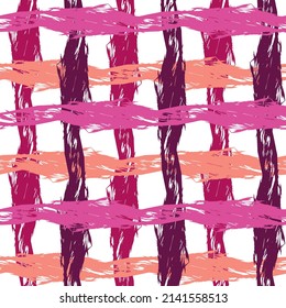 Paint Lines Seamless pattern. vector striped summer sea background. English beige checkered background.