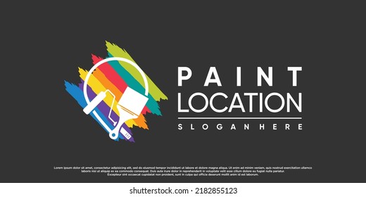 paint location logo design with concept and creative color Premium Vector