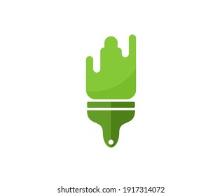 Paint logo brush green vector 