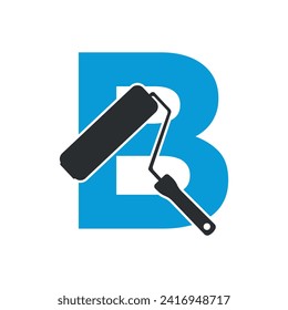  paint Logo combine with letter B vector template