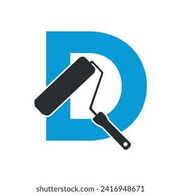  paint Logo combine with letter D vector template