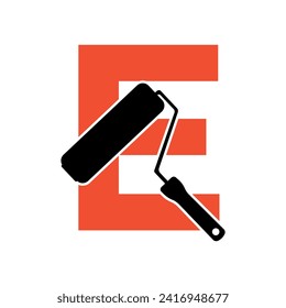  paint Logo combine with letter E vector template