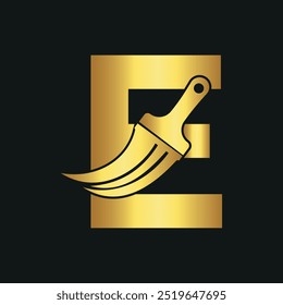 Paint Logo combine with letter E vector template