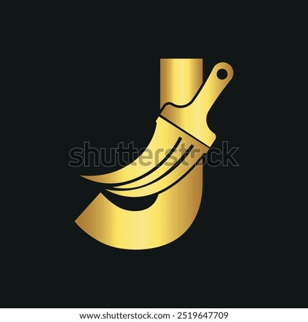 Paint Logo combine with letter J vector template