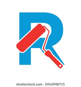  paint Logo combine with letter R vector template