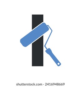 paint Logo combine with letter I vector template